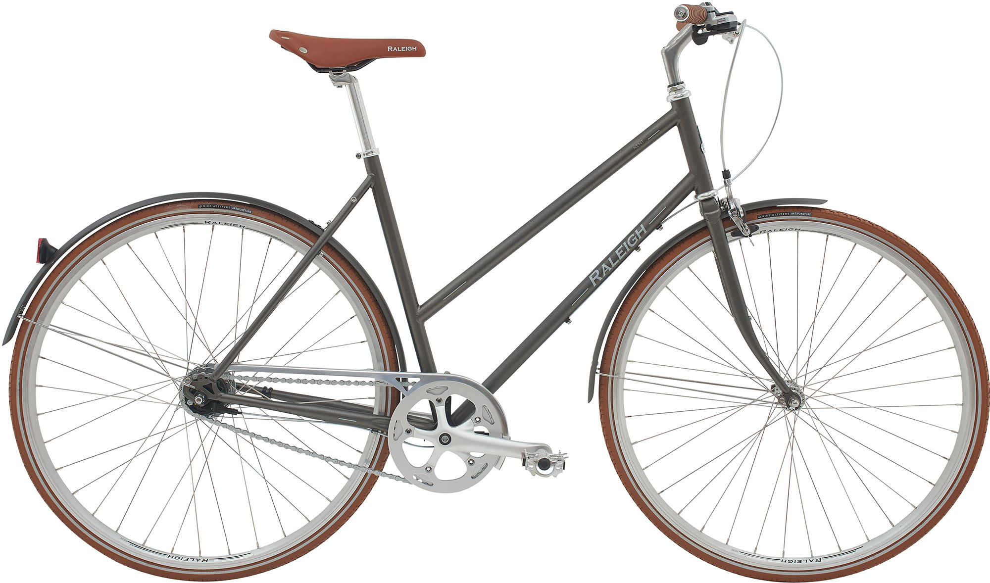 Raleigh Kent Dame 7g 2026 Mat Grå Brun