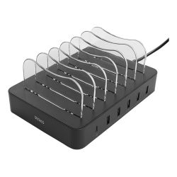 Deltaco Usb Charging Station 5xusb-   1xusb-  Pd 50w Black Oplader