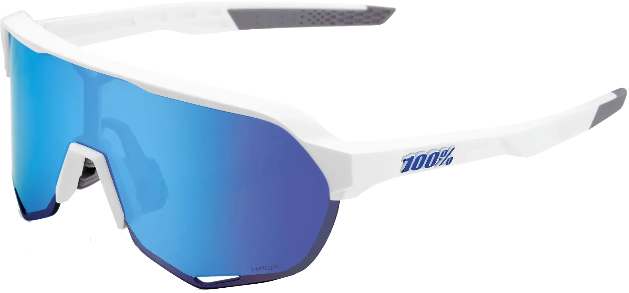 100 S2 Matte White Hiper Blue Multilayer Mirror Lens
