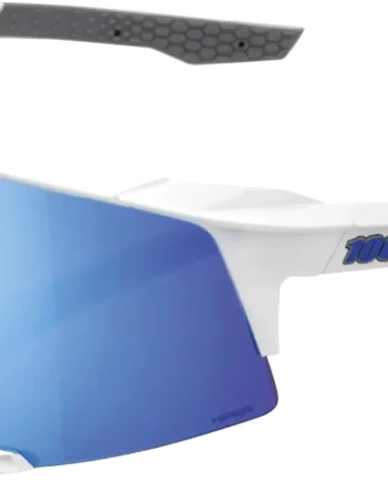 100  Speedcraft Matte White Hiper Blue Multilayer Mirror Lens