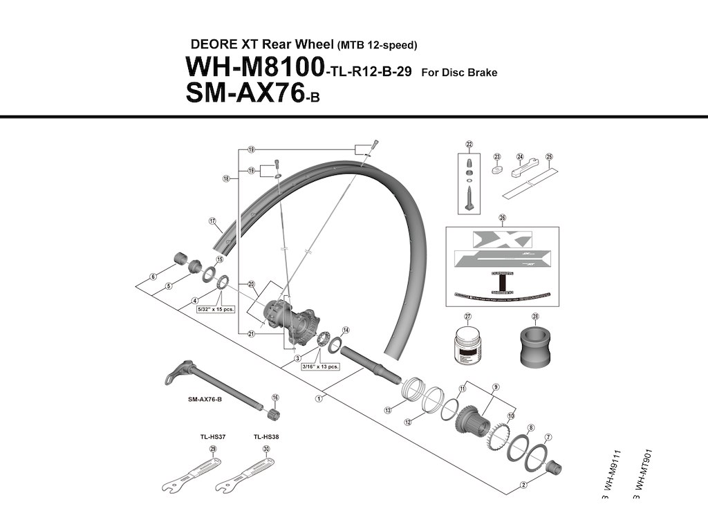 Shimano Eger 301 5mm Lang Med Skive Til Baghjul Model Wh-m8100-tl-r12- -29