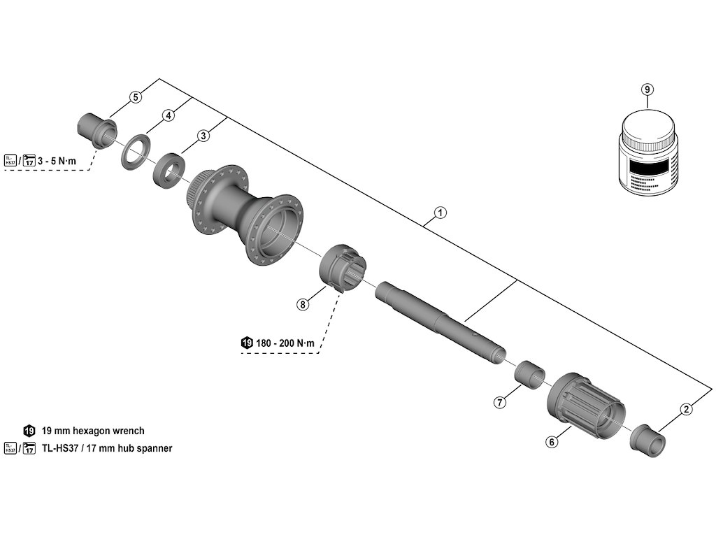 Shimano Aksel Komplet Til Bagnav Model Fh-tc500-hl