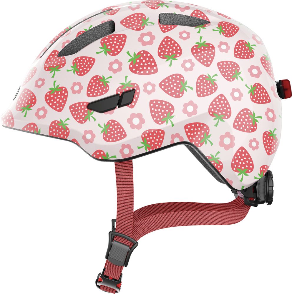 Abus Smiley Led Rose Strawberry Børne Cykelhjelm Small 45-50 Cm Lyserød
