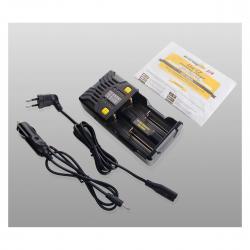 Armytek Uni C2 Charger 2ch Led Indication Input Ac 85-264v Or Dc 12v Output 2x1a For Imr Li-ion Ni-mh Ni-cd Lifepo4 Ni-zn Type Or Type Car Adapter Oplader