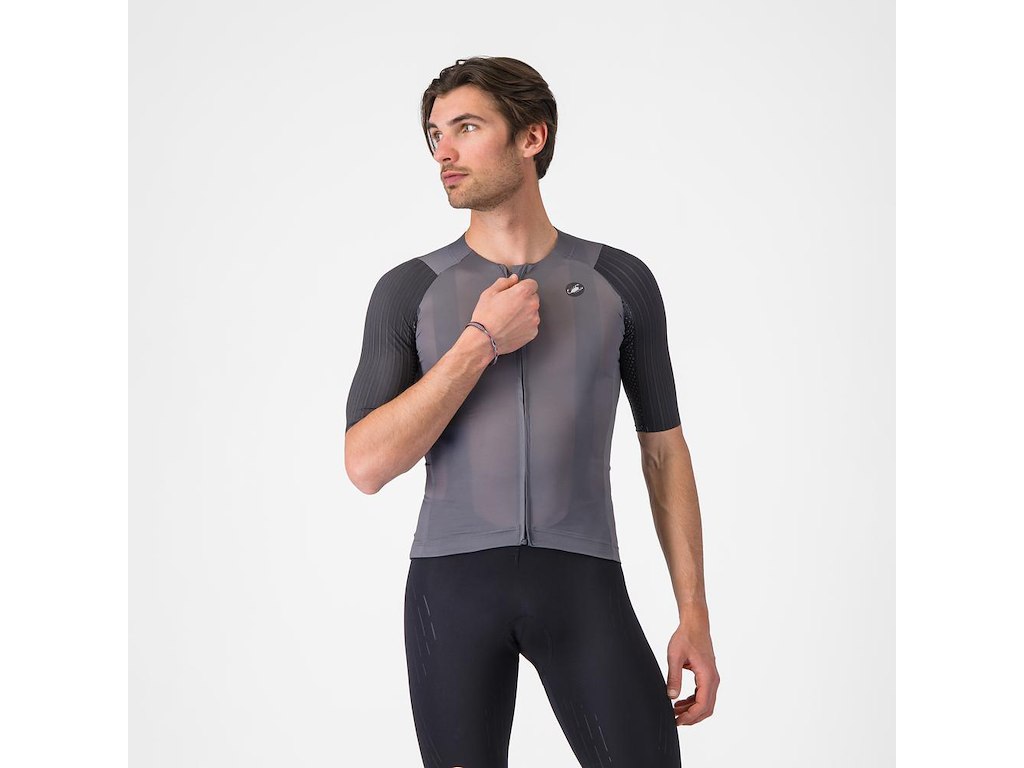 Castelli Aero Race 8s Jersey Cykeltrøje Korte ærmer Herre Silver Gray Smoky Gray