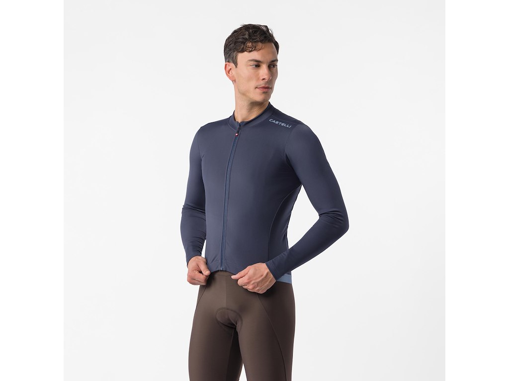 Castelli Espresso Thermal Jersey Cykeltrøje Lange ærmer Herre Twilight Blue Str Xs