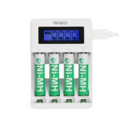 Deltaco Ultimate Ni-mh Usb Charger With     Aaa Batteries Oplader