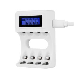 Deltaco Usb Battery Charger 4xaa Aaa Nimh Nicd Batteries White Oplader