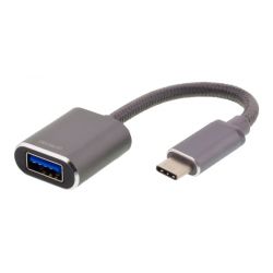 Deltaco Usbc     Gen   To Usba Otg Adapt Aluminium White Bag Grey Adapter