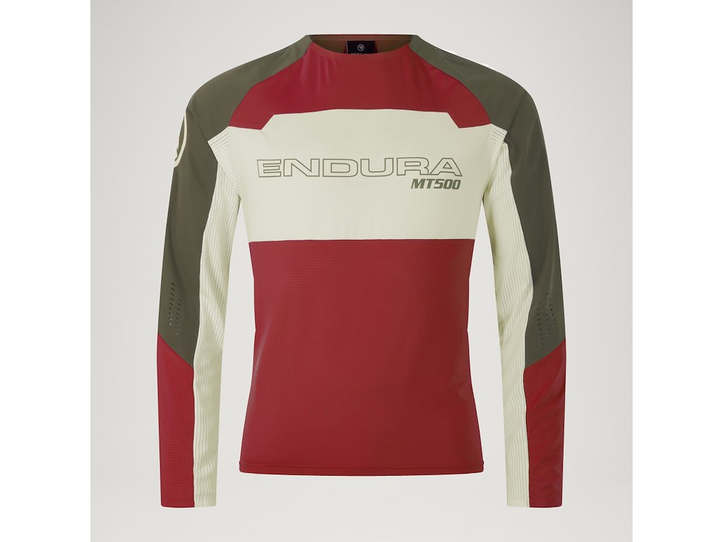 Endura Mt500 Burner Jersey Lange ærmer Rød-hvid-grøn