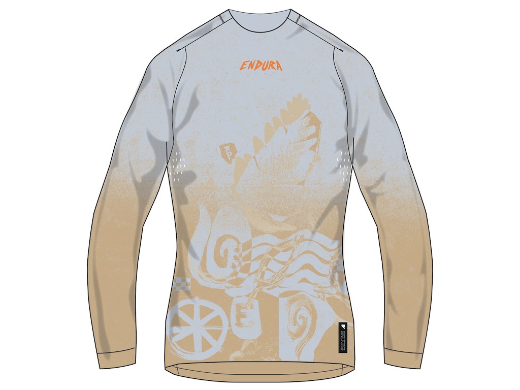 Endura Singletrack Printed Jersey Cykeltrøje Lange ærmer Dame Aero Blue Str
