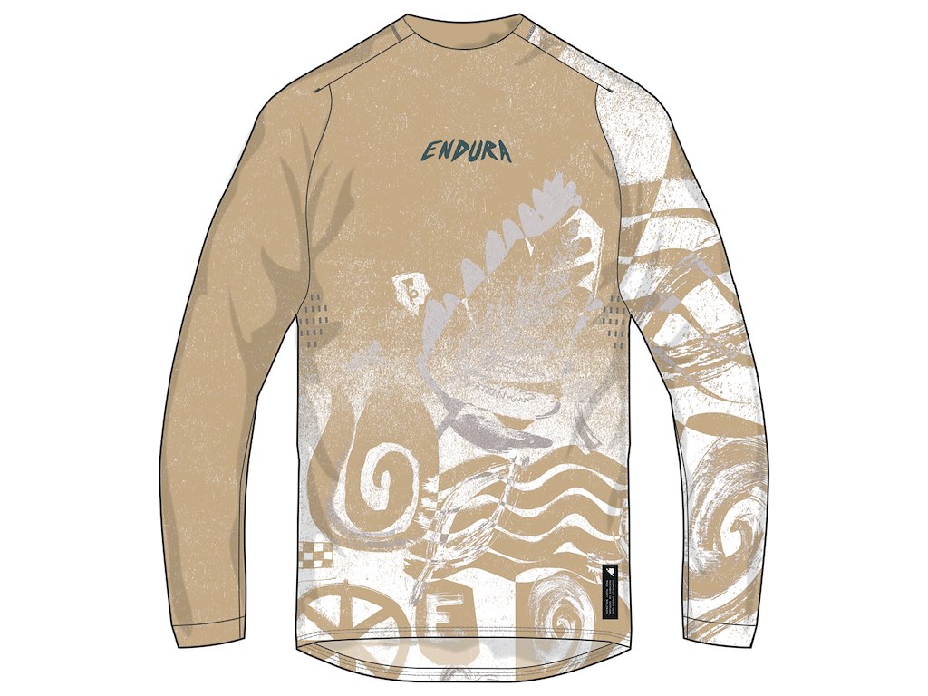 Endura Singletrack Printed Tee Cykeltrøje Lange ærmer Brun Str
