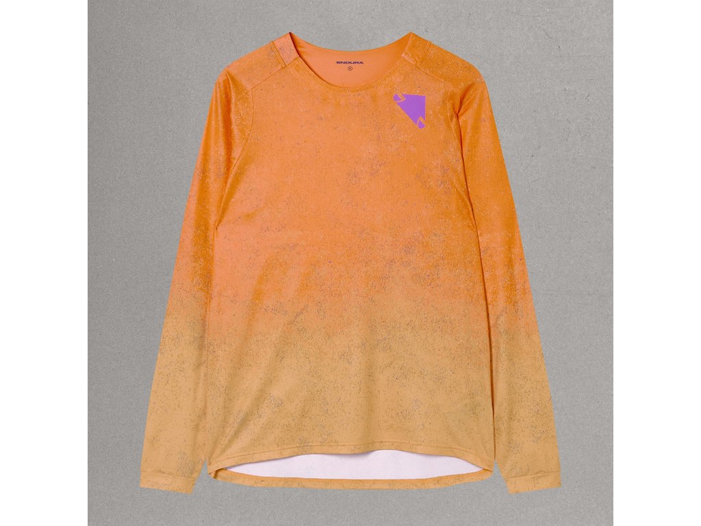 Endura Singletrack Printed Tee Cykeltrøje Lange ærmer End Orange Str
