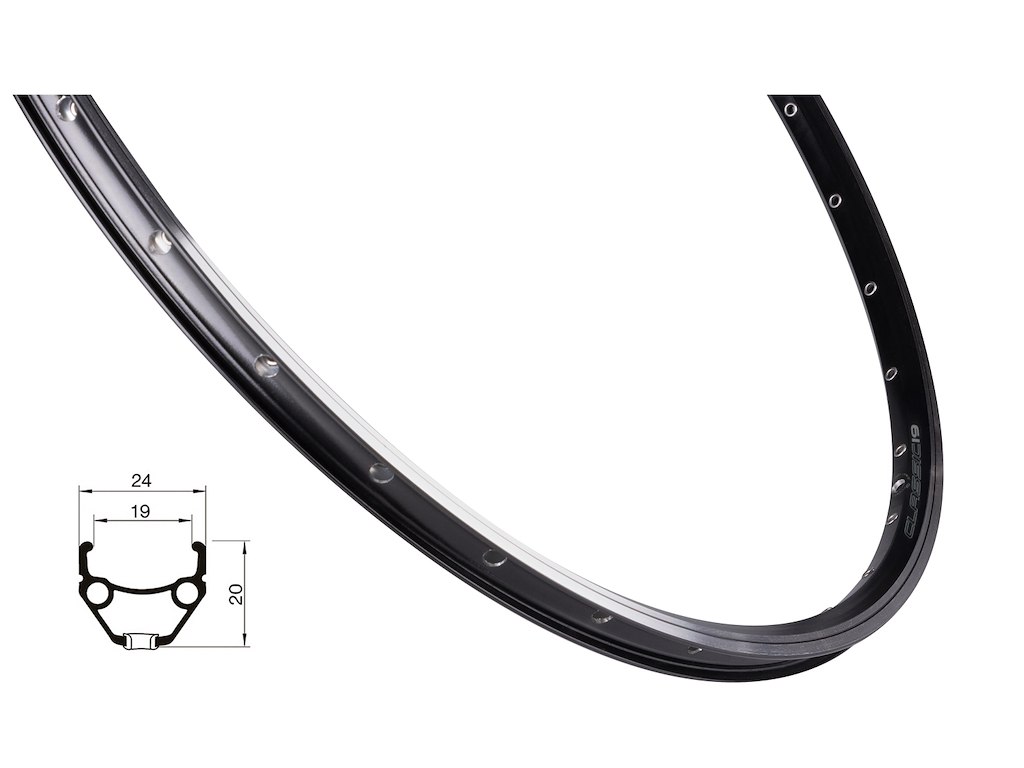 Force Classic Fælg 28 Quot 622x19 Aluminium 32 Eger Huller Fælgbremse Sort