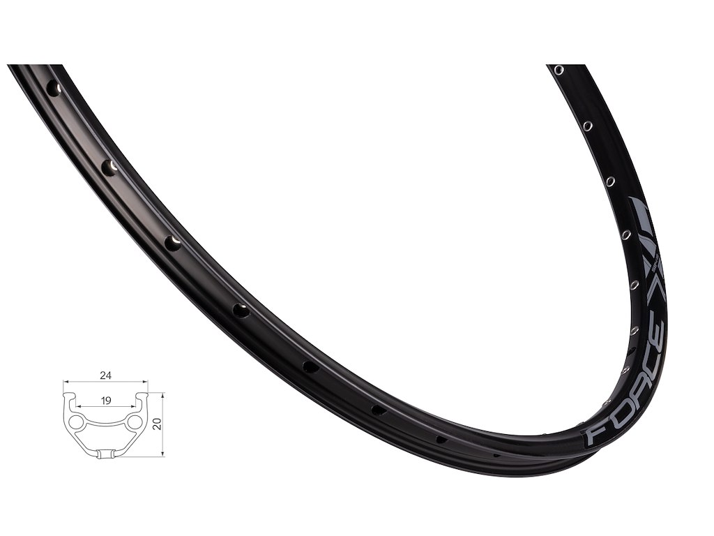 Force Xc Basic Fælg 27 Quot 584x19 Aluminium 32 Eger Huller Skivebremse Sort