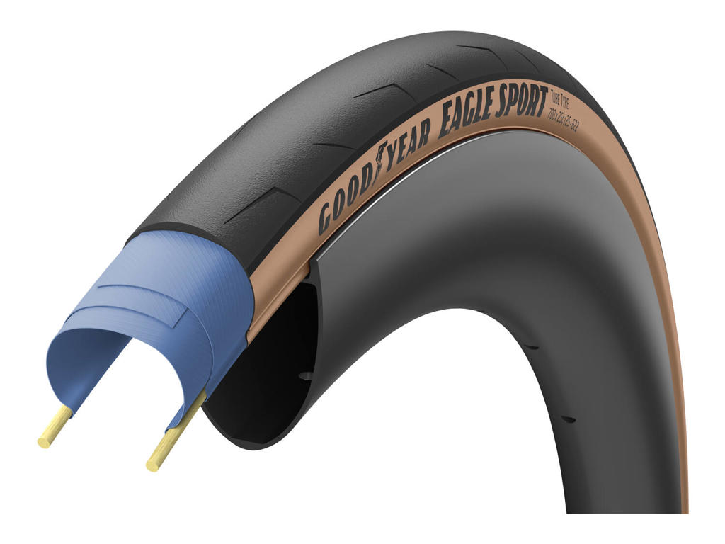 Goodyear Eagle Sport Tube Foldedæk Road 700x25c Sort Brun