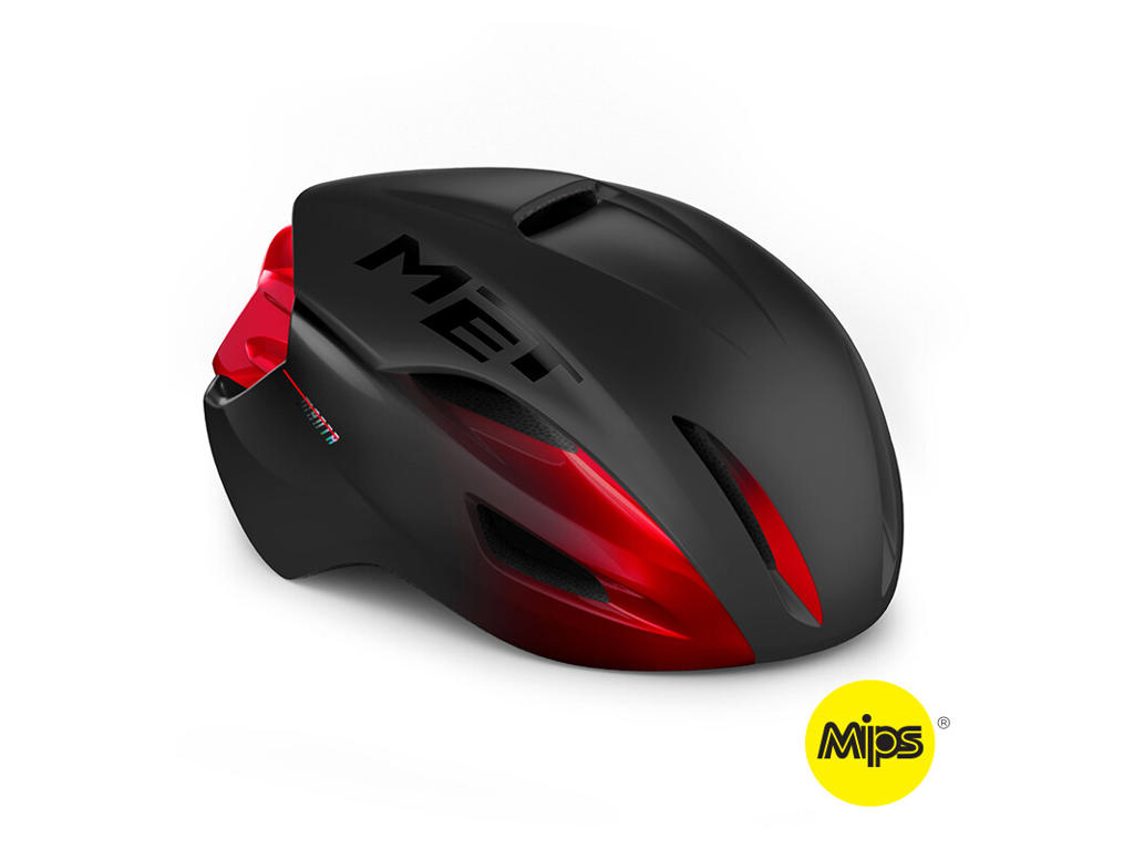 Met Manta Mips Aero Cykelhjelm Mat Sort Rød Str 52-56 Cm
