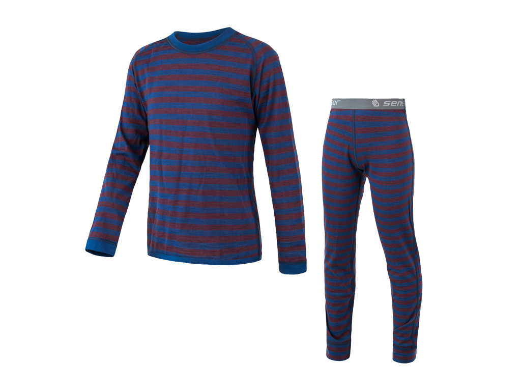 Sensor Merino Air Set Jr Skiundertøj Til Børn Merino Uld Blå Og Rød Str 90
