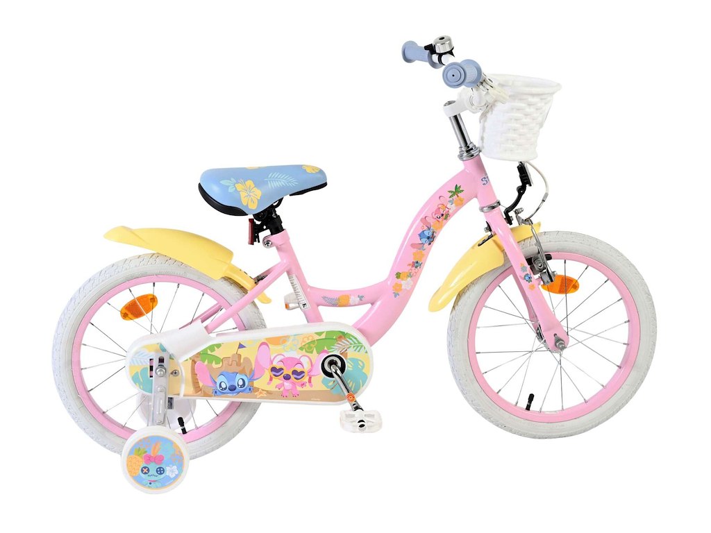 Volare Disney Stitch Børnecykel 16 Quot  Med Støttehjul Lyserød