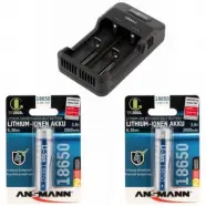 Ansmann Genopladelig Pakke Med Li-ion Ni-mh Lader Og     Ansmann 18650 2600 Mah Batterier