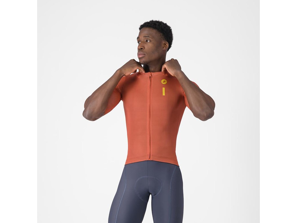 Castelli Drittone Logo Jersey Cykeltrøje Korte ærmer Herre Paprika Mango Mojito