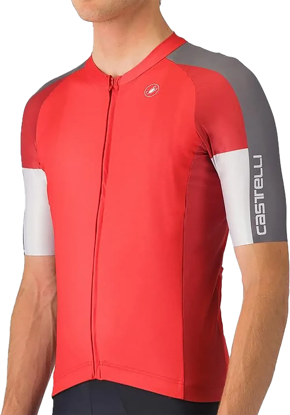 Castelli Entrata   Jersey Red Smoky Gray-silver