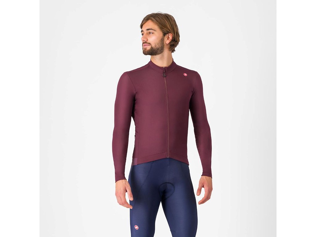 Castelli Espresso Thermal Jersey Cykeltrøje Lange ærmer Deep Bordeaux Xs