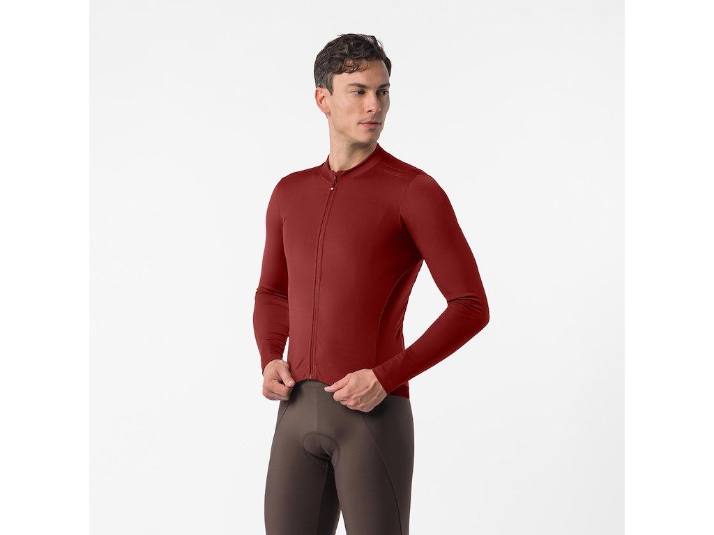 Castelli Espresso Thermal   Jersey Cykeltrøje Lange ærmer Herre Garnet Str