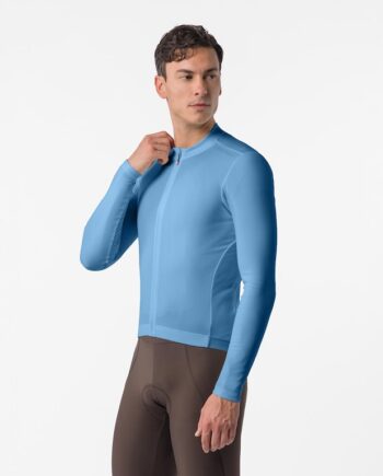 Castelli Espresso Thermal   Jersey Cykeltrøje Lange ærmer Herre Metallic Blue Str  Xs