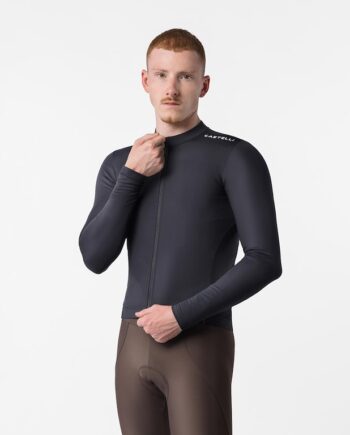 Castelli Espresso Thermal   Jersey Cykeltrøje Lange ærmer Herre Sort Hvid Str