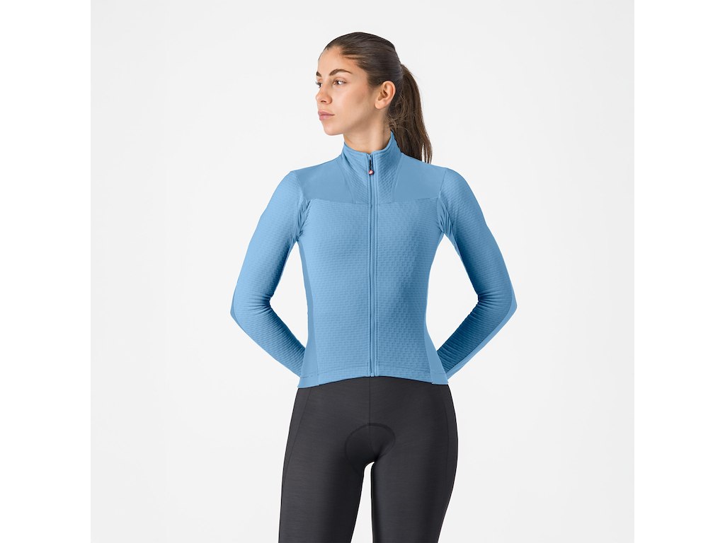 Castelli Sfida   Jersey Cykeltrøje Lange ærmer Dame Metallic Blue Str