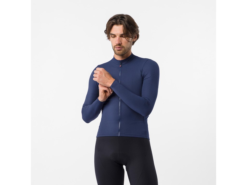 Castelli Thermowoven Ls Jersey Cykeltrøje Lange ærmer Herre Belgian Blue Str