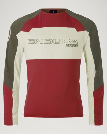 Endura Mt500 Burner Jersey Lange ærmer Rød-hvid-grøn