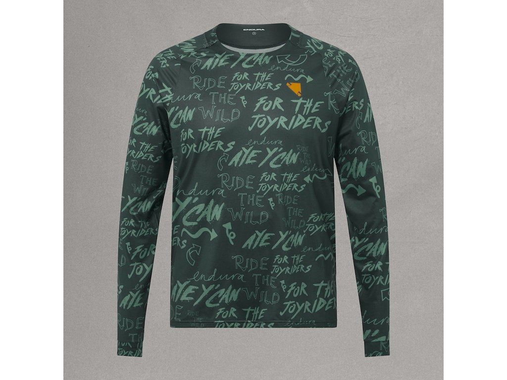 Endura Singletrack Printed Tee Cykeltrøje Lange ærmer Carbon Grey Str