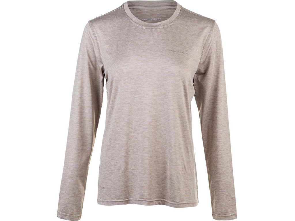 Endurance Maje Melange -shirt Lange ærmer Dame Warm Taupe Str 42