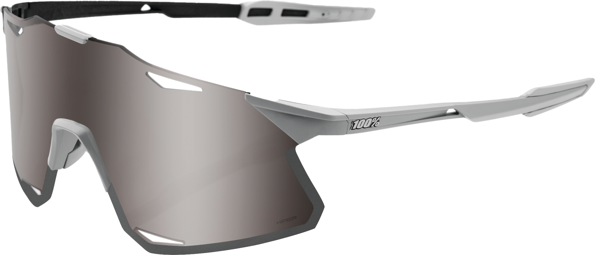 100 Hypercraft Cykelbriller X2013 Matte Stone Grey X2013 Hiper Silver Mirror Lens