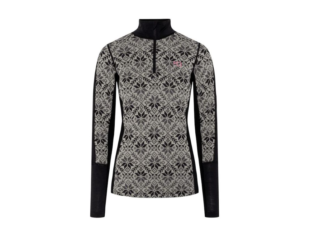 Kari Traa Anna Baselayer Half-zip Trøje Merino Sort Hvid Dame