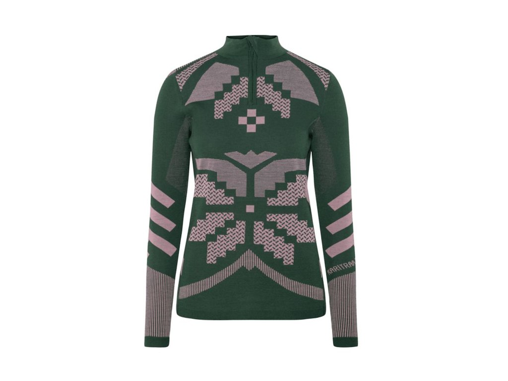 Kari Traa Faith Half Zip Langærmet Trøje Merino Grøn Dame