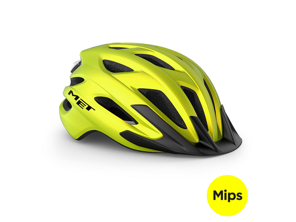 Met Crossover Mips Cykelhjelm Mat Lime Gul Str 52-59 Cm
