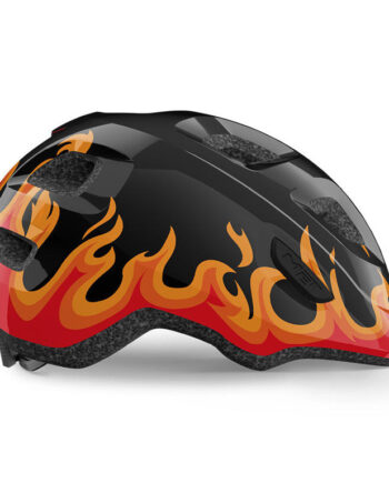 Met Hooray Børnecykelhjelm Sort Flammer Str  46-52 Cm