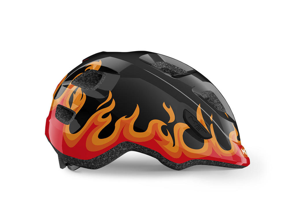 Met Hooray Børnecykelhjelm Sort Flammer Str 46-52 Cm