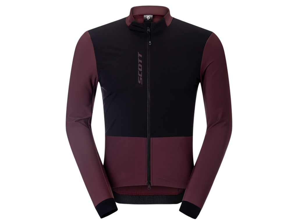 Scott Pro Warm Wind Breaker Cykeltrøje Lange ærmer Herre Cocoa Red Sort Str