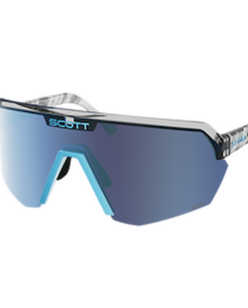 Scott Sport Shield Cykelbriller Sort Neon Blå Amp Blue Chrome