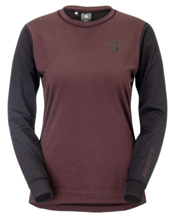 Scott Vertic Pro Mid Ls Tee Cykeltrøje Lange ærmer Dame Cocoa Red Sort Str  Xs