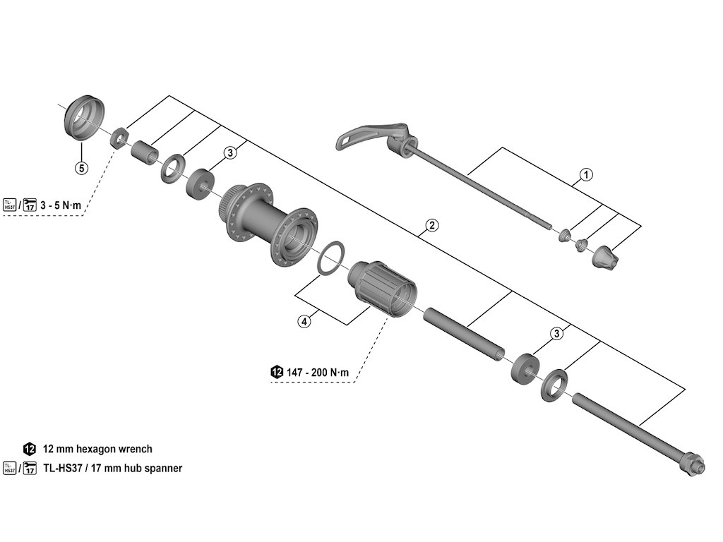 Shimano Aksel Komplet Til Bagnav Model Fh-qc400-hm-
