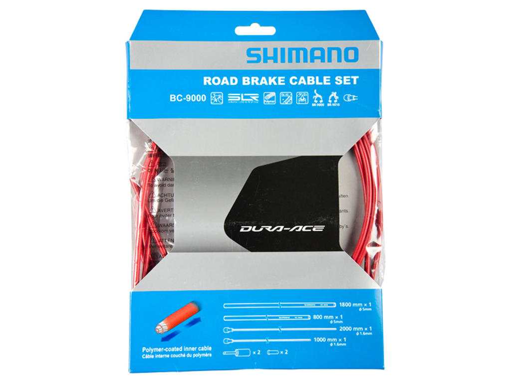 Shimano Dura Ace Bremsekabelsæt Road Polymer For-og Bagbremsekabel Komplet Rød