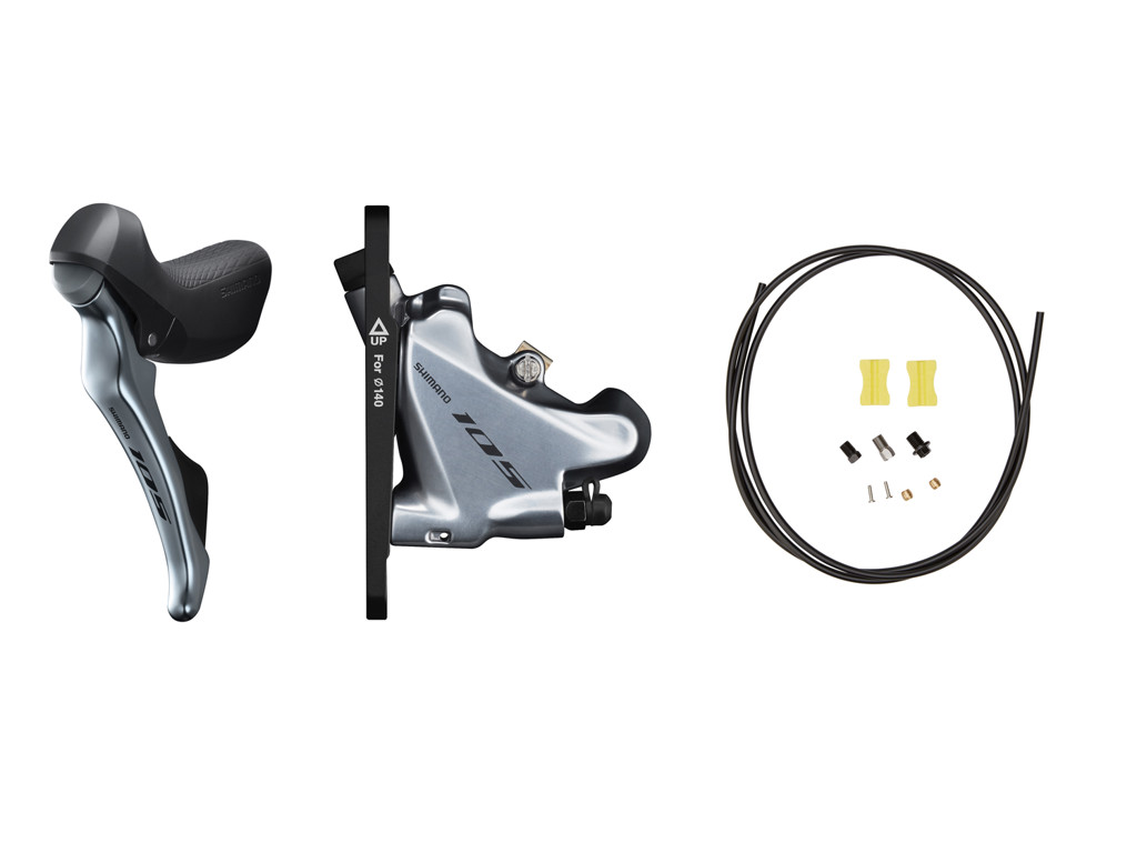 Shimano 105 Sti Og Hydraulisk Bremsegreb Venstre Sølv St-r7020l Og Br-r7070f