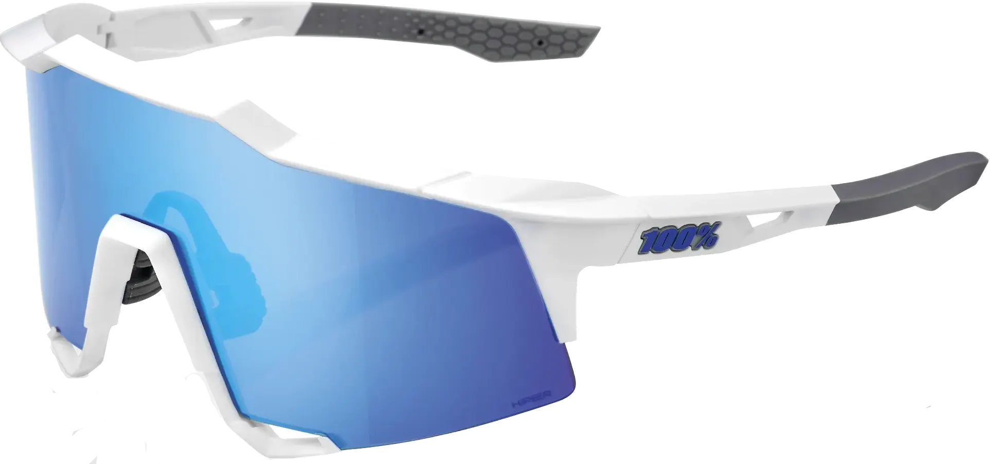 100  Speedcraft Matte White Hiper Blue Multilayer Mirror Lens