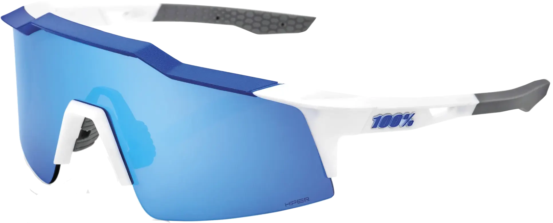 100  Speedcraft Sl Matte White Metallic Blue Hiper Blue Multilayer Mirror Lens