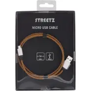 Streetz Usb Cable Fabric Coated Type     Type Micro   1m Orange Ledning